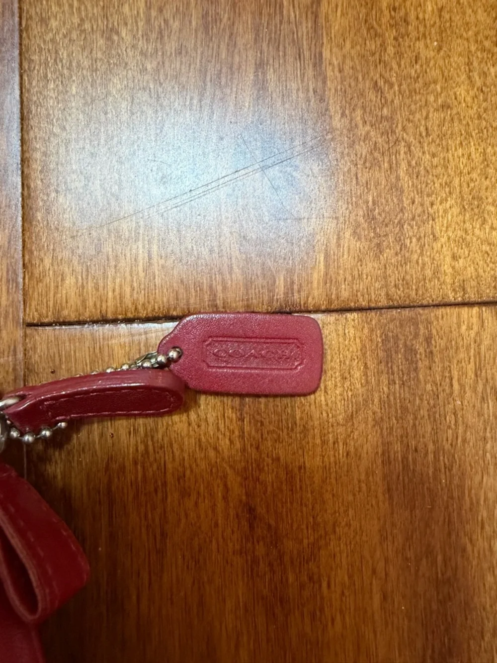 Coach Small Red Leather Tag Charm - Picture 4 of 7